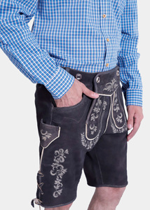 Pantalones cortos de cuero bávaro Unisex Lederhosen diseño de bordado personalizado alto ropa informal tradicional alemana transpirable al por mayor - Product Image 6
