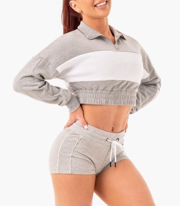 Sudadera con Capucha Corta para Mujer, Estilo Urbano, Holgada, con Cierre de Cremallera, Forro Polar Cálido, Informal, para Otoño, con Orificios para los Pulgares, Personalizable con Logotipo - Product Image 1