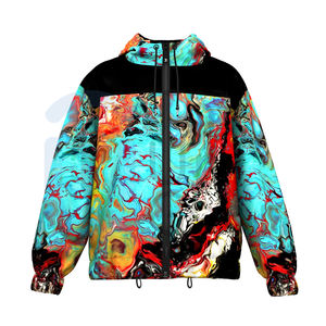 Chaqueta cortavientos de nailon con estampado personalizado para hombre, blusa impermeable de estilo callejero para la temporada de primavera, chaqueta con capucha y cierre de cremallera - Product Image 1