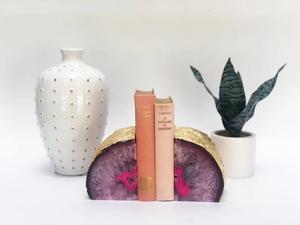 Agate Booked Pink White Carved Engraved Souvenir <b>Bookend</b> Size 7-8 Inch - Product Image 6