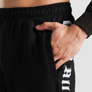 Nexgen Joggers noirs décontractés et formels en laine, vêtements de sport, taille XL, taille élastique, logo personnalisable, fermeture éclair, légers, coupe droite - Product Image 5
