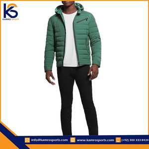 SAGELY SPORTS Men's Stylish Winter Puffer Jacket High Quality <b>Canvas</b> Hooded Stand Collar Breathable Zipper Closure Warm Blank - Product Image 2