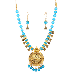 Cuentas Redondas Oxidadas Vintage Color Azul Cielo con Puntos para Joyería de Fiesta (Aleación) - Product Image 3