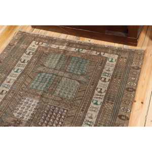 3.9x5.7 ft Turkish Rug, Vintage Rug, <b>Brown</b> Ikat <b>Wool</b> Rug - Product Image 5