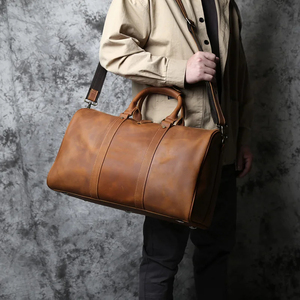 Genuine Leather Weekender Duffel Bag with Zipper Closure for Travel and Everyday Use - Product Image 3