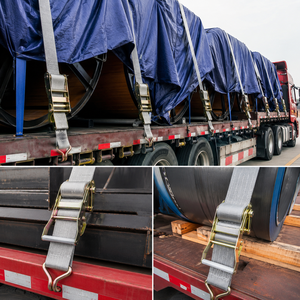 Sangle d'arrimage à cliquet haute résistance en polyester 100 mm 10000 kg pour le transport industriel, logo personnalisé, OEM, ODM, fourniture d'usine - Product Image 2