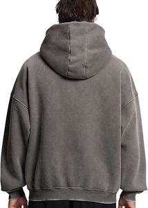 Sudadera con capucha de color sólido lavada con ácido vintage personalizada al por mayor jersey con cremallera pesada sudaderas con capucha lavadas con piedra de gran tamaño - Product Image 4