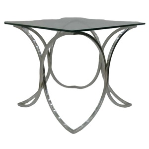 Mesa redonda de acero inoxidable de alta calidad con vidrio transparente superior y acabado pulido brillante para muebles para el hogar mesa de centro de Metal - Product Image 3