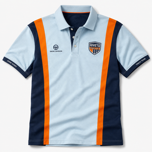 Camiseta Polo de Manga Corta para Hombre, Diseño Color Block, Tejido Piqué, Costuras Verticales, Logotipo Bordado Personalizado, Uniforme de Club de Carreras, ODM - Product Image 3