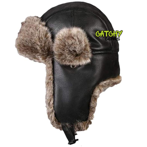 Chapeau d'aviateur d'hiver pour homme avec rabat d'oreille CHAUD, imperméable, fausse fourrure pour les sports, les fêtes, la pêche - Product Image 3