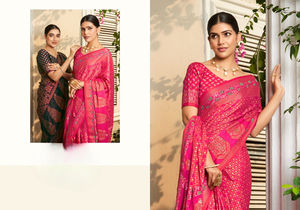 Patrón floral tradicional Georgette Pañuelo de seda Estilo étnico con acabado cálido Diseño floral Burnout - Product Image 6