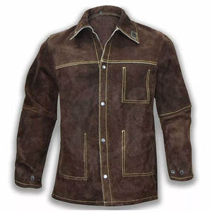 Veste de soudage en peau de vache confortable pour hommes avec col montant et manches longues pour le printemps - Product Image 1