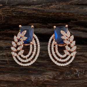 Zircon <b>Stud</b> <b>Earrings</b> Plant-shaped Trendy & Vintage Rhodium Plated Marquise Cut Brass & Pearl Accents - Product Image 1