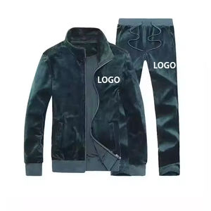 Survêtement en velours de haute qualité pour homme Pantalon de survêtement doux et confortable avec fermeture éclair Jogger personnalisable Bas en velours de haute qualité - Product Image 1
