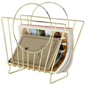 Porte-revues en métal doré à succès pour la vaisselle, le sol, les journaux, les livres, les magazines, pour la maison et le bureau - Product Image 1