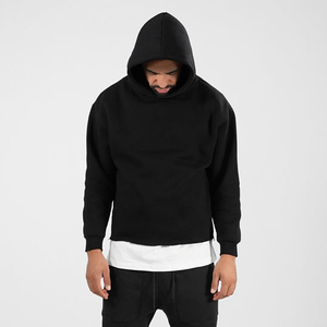 Sudadera con capucha corta de estilo urbano para hombre, con dobladillo sin rematar, diseño personalizado, de algodón/poliéster transpirable, venta directa - Product Image 2