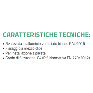 Grille d'admission en aluminium blanc peint Tecnosystemi avec filtre amovible pour climatisation et grilles d'aération - Product Image 3