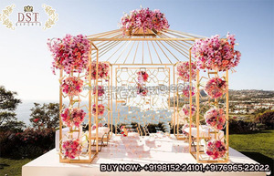 Boda moderna mariposa estilo fibra cristal Mandap último diseño de diamante con intrincado trabajo de cristal - Product Image 6