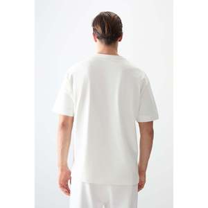 T-shirt basique pour homme Air Jones, écru, 100% coton, épais, doux, texturé, coupe ample - Modèle 88353 - Product Image 5
