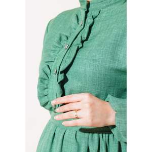 Robe en lin à volants Vert - Product Image 3