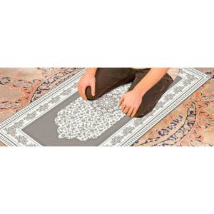 Tapis de prière à motif floral gris : tapis de culte islamique, tapis fin non tissé - Product Image 5