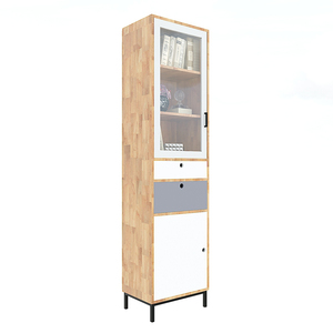 Compact Modern Design KTB68092 Wooden Wine <b>Cabinet</b> Display <b>Cabinet</b> with Glass Doors Made Rubber Wood for Living Room Furniture - Product Image 1