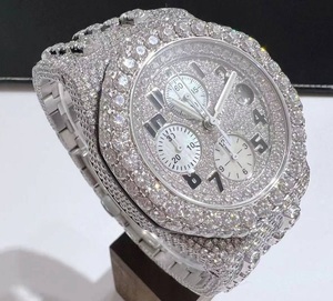 VVS Moissanite นาฬิกากลไกอัตโนมัติสแตนเลสสตีลเพชรสำหรับผู้ใหญ่ที่ไม่ซ้ำกันสไตล์เพชรที่มีหน้าต่างกระจก - Product Image 4