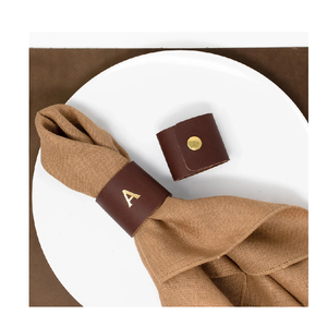 ห่วงรัดผ้าเช็ดปากทำจากหนังสีน้ำตาลทรงกลมมีห่วงรัดผ้าเช็ดปากสีน้ำตาลสีน้ำตาลสำหรับปรับขนาดได้ - Product Image 6