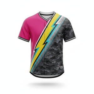 Maillot de baseball à boutons entiers vibrant-Motif de frappe de foudre dynamique - Product Image 2