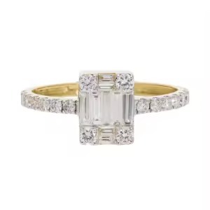 Anillo de Compromiso de Oro de 14K con Diamante Natural, Chapado en Rodio, Corte Brillante Redondo Clásico, Joyería Elegante para Mujer, Aniversario - Product Image 2