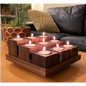 Porte-bougie en bois poli à la main, fourni directement par l'usine, pour une décoration minimaliste de la maison, disponible au prix d'usine - Product Image 1