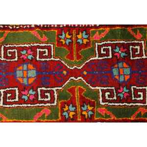 พรมวินเทจตุรกีขนาดเล็ก 1.7x3.7 ฟุต พรมขนสัตว์สีแดง - Product Image 3