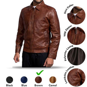 Chaqueta de Hombre Elegante de Cuero Genuino y Lona, Manga Larga, Impermeable, Transpirable, Moda de Invierno, Alta Calidad, la Mejor Ropa Urbana - Product Image 4