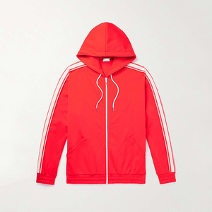 Sudadera con capucha de poliéster 100% ligera personalizable de tendencia superior Cremallera con cordón a rayas informal con logotipo bordado de alta calidad - Product Image 1