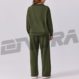 ชุดวอร์มสีเขียวมะกอกสุดเทรนดี้ ผ้าเนื้อนุ่ม ทรงเข้ารูป เหมาะสำหรับออกกำลังกาย เดินทาง สตรีทแวร์ สไตล์สบายๆ สำหรับผู้หญิง - Product Image 2