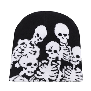 Venta al por mayor de encargo de alta calidad de invierno de las mujeres de los hombres de personalidad Jacquard Logo de punto Retro estilo callejero Beanie Hat - Product Image 1