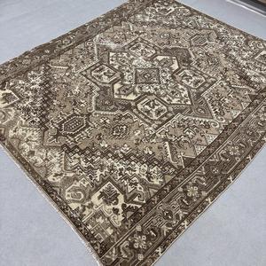 8.1x9.5 ft Turkish Oversize Rug, <b>Brown</b> Gray Vintage Moroccan <b>Wool</b> Rug - Product Image 2
