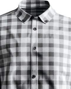 Chemise en flanelle à carreaux pour homme sur mesure, manches longues, boutonnée, décontractée, chaude pour l'hiver, chemise à carreaux, tissu doux, couleur noir et blanc, vente en gros - Product Image 2