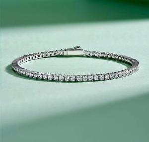 <b>Top</b> Quality Tennis Bracelet, Diamond Bracelet, Bridal, Linked with 925 Sterling <b>Silver</b> Plated Gift for Her - Product Image 4