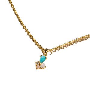 S925 14K Gold Plated Minimal Natural Turquoise Australian <b>Opal</b> Pink <b>Opal</b> Cubic Zirconia <b>Pendant</b> Customizable for Retail OEM ODM - Product Image 1