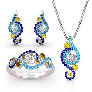 ชุดเครื่องประดับแต่งงานเงินแท้ทรงกลมเจียระไนลายดาวเจลิยา สตาร์รี่ ไนท์ - Product Image 1
