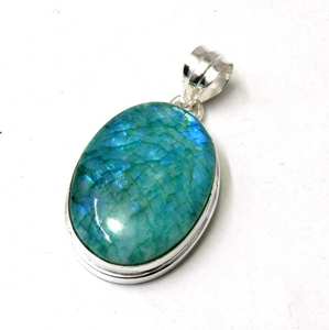 Colgante de piedra lunar verde ovalada, collar de piedras preciosas naturales de plata esterlina, joyería Bohemia hecha a mano, regalo para ella - Product Image 5