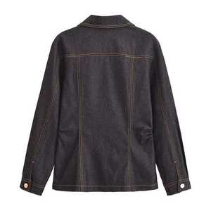 Za Ropa de mujer Bolsillo Slim Button up Denim Camisa de mujer Plus Jeans Suit - Product Image 2