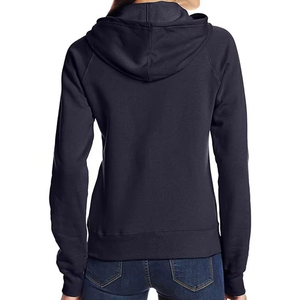 Sudadera con capucha y cremallera completa de lana de algodón para mujer, ropa de calle de manga larga con logotipo personalizado para deportes de invierno - Product Image 4
