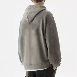Sudadera con capucha lavada con ácido de gran tamaño para hombre, de alto peso jersey en blanco de algodón, ropa de calle con estampado Vintage, sudadera con capucha para hombre - Product Image 2
