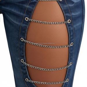 Jeans Acampanados con Aberturas Sexys para Mujer – Pantalones Vaqueros de Cintura Alta y Pierna Ancha con Detalle de Cadena Lateral – Estilo Y2K Streetwear - Product Image 5