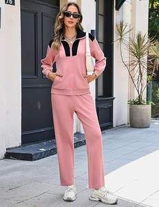 ชุดวอร์มผู้หญิงแบบ 2 ชิ้น ผ้าเนื้อหนา ปักลาย สำหรับฤดูหนาว พร้อมกางเกงขายาวทรงกระบอกเข้าชุด - Product Image 5