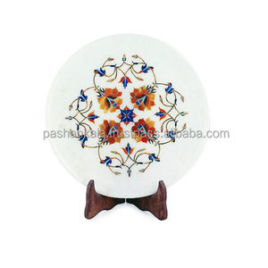 Plaque d'incrustation en marbre blanc poli fait à la main de forme ronde de meilleure qualité pour la décoration de la maison, du bureau et du salon - Product Image 1