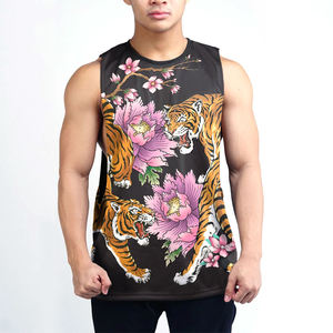 2026 Wholesale High Quality Printed Knitted Sleeveless Tank Top for <b>Men</b> Crew Neck <b>Black</b> White Red Summer Wear Bodybuilding OEM - Product Image 1
