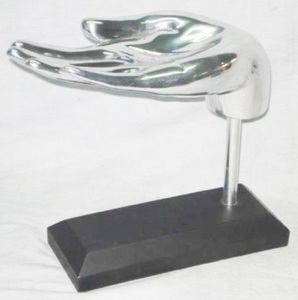 Ensemble de 2 dessus de table en aluminium fini or antique, objets décoratifs pour la maison avec base en marbre - Product Image 3